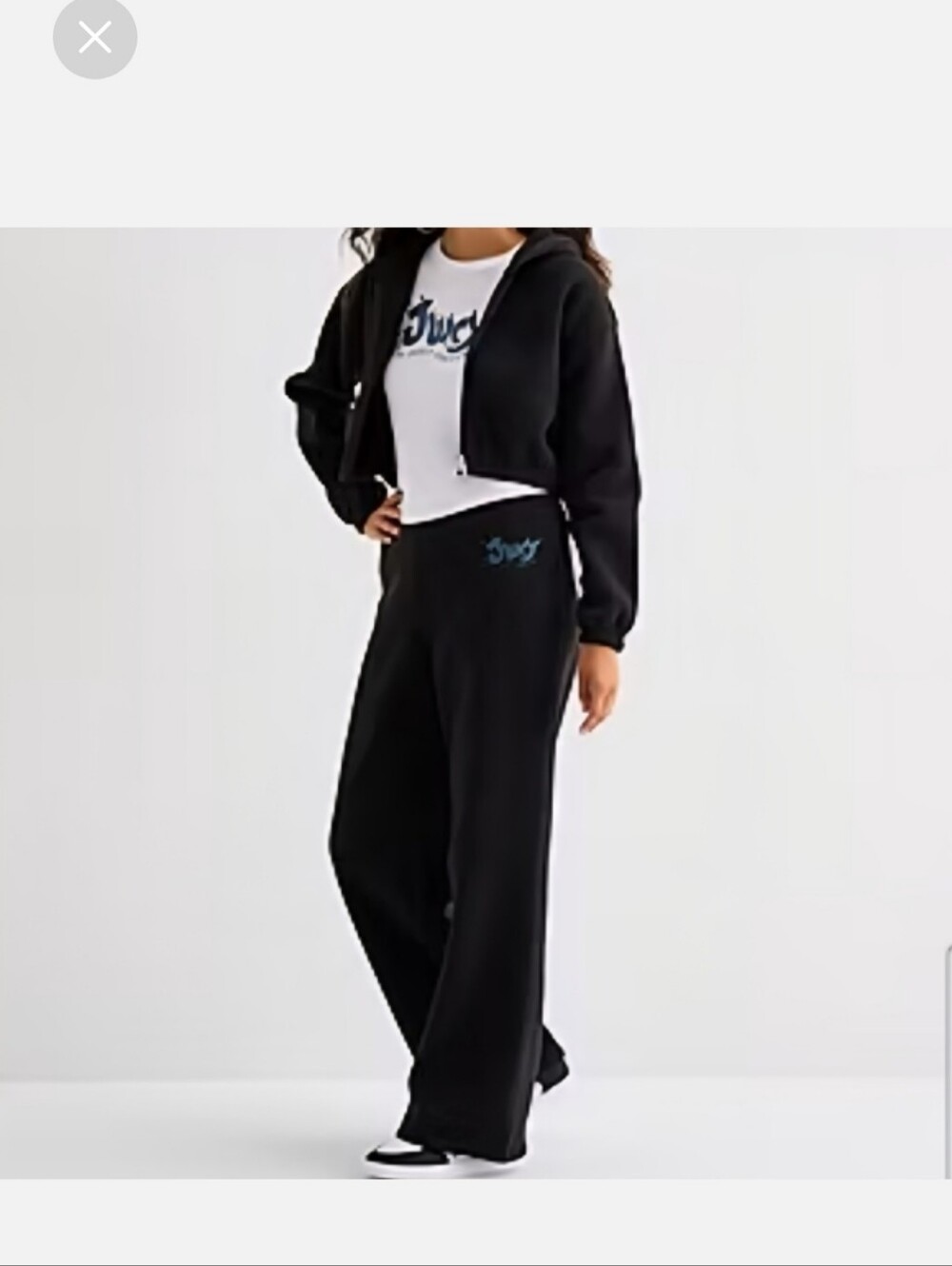 Juicy Couture Wide Leg Black Sweatpants & Matching Crop Jacket Size Small